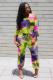Green Sexy Casual Fashion Tie-dyed Print one word collar 
