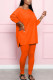 Orange Fashion adult Ma'am Street Solid Two Piece Suits pencil Long Sleeve Two Pieces