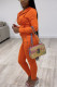 Orange Fashion adult Ma'am Street Solid Two Piece Suits pencil Long Sleeve Two Pieces