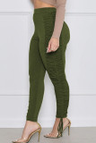 Grey Street Solid Patch Fold Regular Mid Waist Pencil Bottoms