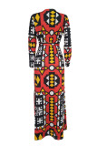 multicolor V Neck Slim fit Bandage Print Print Long Sleeve 
