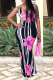 Pink Fashion Spaghetti Strap Sleeveless Slip Sheath Floor-Length Paisley Print Floral Dresses
