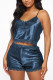 Blue Fashion Sexy Solid bow-knot Two Piece Suits Straight Sleeveless Two Pieces