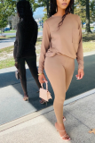 Black Casual Solid Patchwork O Neck Long Sleeve Two Pieces