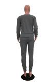 White Casual Fashion Slim fit Solid Two Piece Suits Patchwork pencil Long Sleeve
