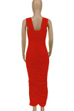 Black Elegant Solid Patchwork Fold Square Collar Pencil Skirt Dresses