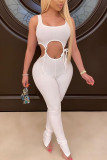 Red Fashion Casual bandage Solid Sleeveless O Neck Jumpsuits