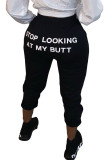 Grey Fashion Sportswear Adult Print Letter Skinny Bottoms