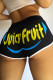 Black Yellow Fashion Casual Letter Print Basic Regular Mid Waist Shorts