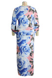Decorative pattern knitting Street V Neck Floral Print Flowers Plus Size 