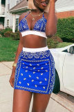 Pink Sexy Street Print Patchwork Swimwears