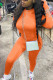 Orange Fashion Casual Adult Solid Patchwork O Neck Skinny Jumpsuits