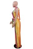 Colour Sexy Casual Patchwork Print Bandage Turtleneck Regular Jumpsuits