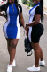 Royal blue Sexy Fashion Cap Sleeve Short Sleeves Turndown Collar Step Skirt skirt Patchwork Print chain 