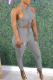 Grey Casual Solid Halter Sleeveless Two Pieces
