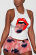 Deep pink Fashion Sexy adult Ma'am O Neck Patchwork Print Two Piece Suits Pattern Plus Size