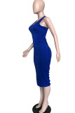 Red Fashion Solid Backless Asymmetrical O Neck Asymmetrical Dresses