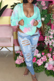 Light Blue Denim High Hole pencil Pants Bottoms