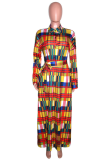 Colour Sexy Plaid Slit Turndown Collar Dresses