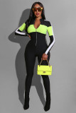 Blue Casual Fashion Solid zipper Patchwork Long Sleeve V Neck 