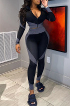 Grey OL Print Long Sleeve Two Pieces