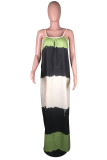 Multicolor Sexy Print Patchwork Spaghetti Strap Straight Dresses