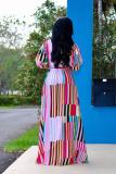 Blue Casual Fashion Cap Sleeve Half Sleeves Turndown Collar Straight Ankle-Length fastener Argy