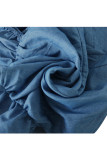 Light Blue Casual Backless Solid Chemical fiber blend Sleeveless V Neck 