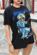 Black Fashion Casual Print Basic O Neck T-Shirts