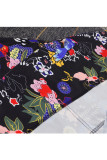 Black venetian Casual Patchwork Print Two Piece Suits Straight Long Sleeve Two-piece Pants Set