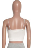 White Sexy Casual Letter Print Backless Spaghetti Strap Tops