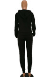 Black Celebrities Embroidery Patchwork Two Piece Suits Letter pencil Long Sleeve Two-piece Pant