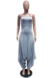 Grey Fashion Sexy Patchwork Solid Sleeveless Slip Jumpsuits