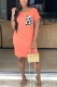 Orange Milk. Fashion adult Ma'am Street Pink Orange Light Blue purple Cap Sleeve Short Sleeves O neck Pencil Dress skirt Patchwork Solid Dresses