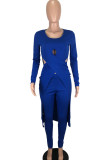 Black Sexy Solid Patchwork O Neck Long Sleeve Two Pieces