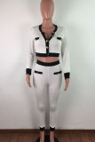 purple Street Geometric Patchwork O Neck Long Sleeve Regular Sleeve Short Two Pieces