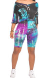 Orange Fashion Sexy adult Patchwork Print Two Piece Suits Straight Short Sleeve Two Pieces