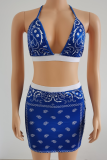 Pink Sexy Street Print Patchwork Swimwears