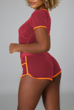White Sexy Solid Patchwork O Neck Short Sleeve Two Pieces