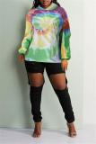 Multi-color hooded Print Print Long Sleeve Sweats & Hoodies