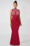 Black B Brief Cute Stand Sleeveless Long Club Dresses