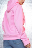 Pink Fashion Casual Print Basic Hooded Collar Tops