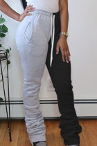 Grey Sexy Solid Patchwork Straight Bottoms