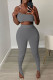 Grey Sexy Casual Solid Backless Strapless Sleeveless Two Pieces