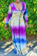 Pink Sexy Patchwork Tie-dye O Neck Pencil Skirt Dresses
