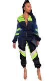 Red Sexy Fashion Patchwork zipper Solid Long Sleeve Turndown Collar 