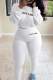 White Fashion Casual Pit Article Fabrics Letter Embroidered Boat Neck Two Pieces