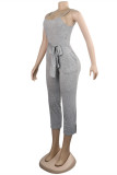 Light Gray Sexy Casual Solid Basic Spaghetti Strap Regular Jumpsuits