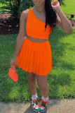 Red Fashion Sexy Solid Backless One Shoulder Sleeveless Two Pieces