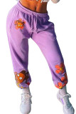 Beige Fashion Sportswear Adult Character Print Straight Bottoms